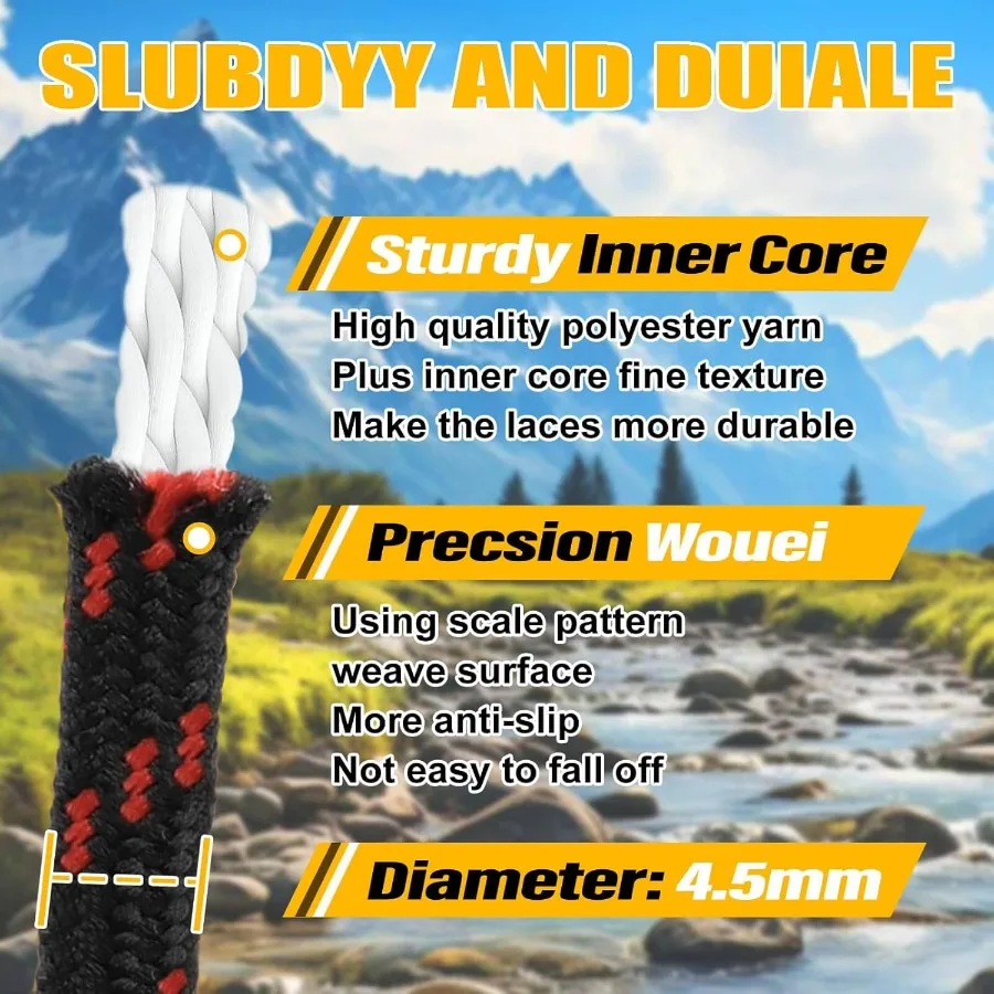 2 P أربطة أحذية سميكة مستديرة للتسلق والمشي لمسافات طويلة