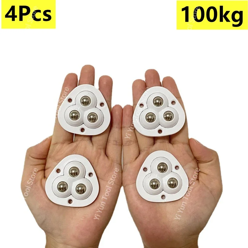 Furniture Casters Wheels 3 Beads Pulley Self Adhesive Stainless Steel Strong Heavy Universal Wheel 360° Rotation