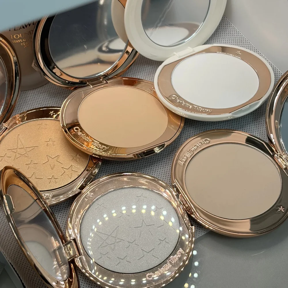 Charlotte Tilbury Airbrush Powder Pore Blurring&Cheek Chic Blush Silky Radiant&Lipstick Liner Set Velvety Long Lasting Makeup