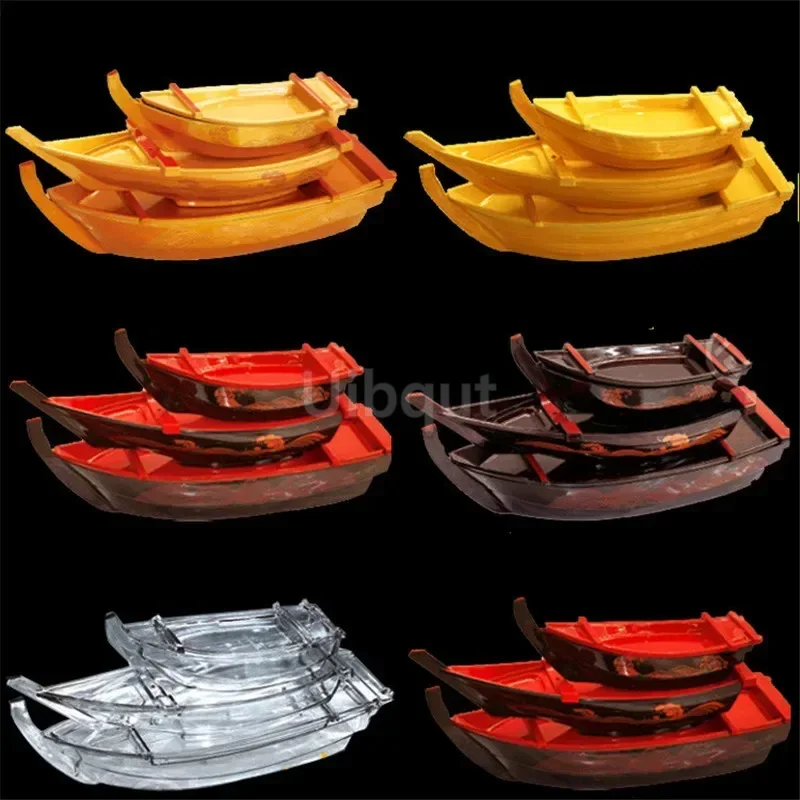 

Black Red Sushi Sashimi Decor Boat Ice Food Seafood Plate Salmon Sashimi Tray Creative Japanese Food Container Sushi Barrel Boat