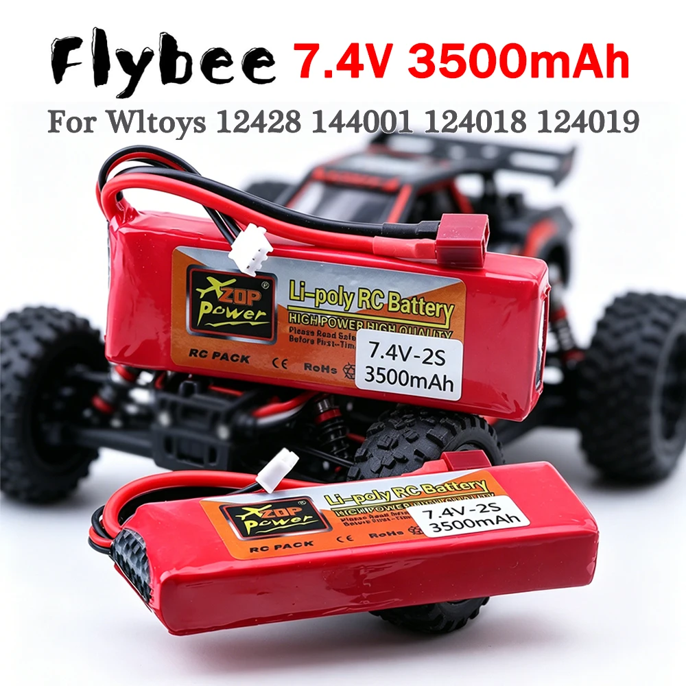2S Li-polymer 3500mAh 7.4V Rechargable Battery For Wltoys 144001, 144010, 124017, 124019, 12428, 12423 RC Car Boat Parts
