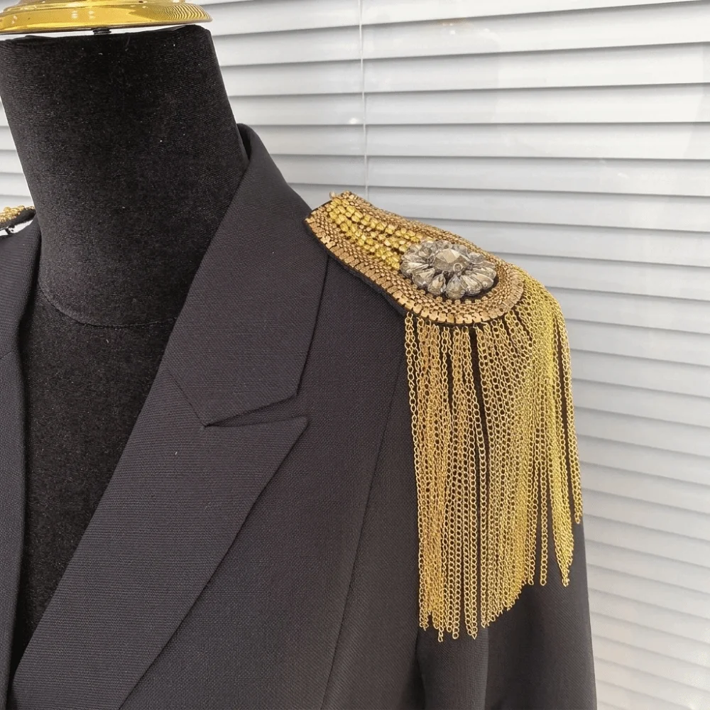 Armband Epaulet Tassel Chain Shoulder Board Punk Alloy Fringe Shoulder Mark Cool Brooch Epaulette Party