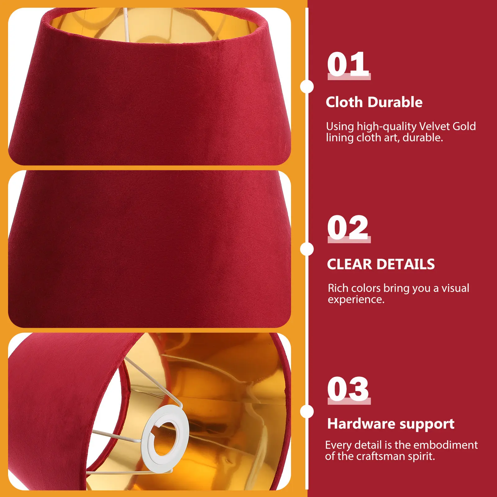 

1Pcs Gold Lampshade Exquisite Cloth Lamp Cover Suitable for Table Wall Floor Lamps Decorative Bedroom Light Accessory