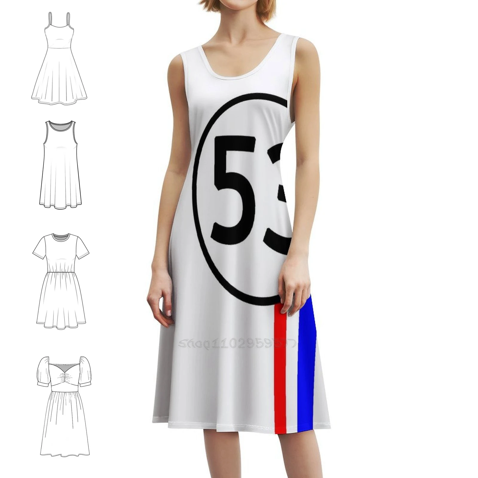 فستان Herbie The Little Bug From The Racing Car Movie للسيدات للحفلات، ملابس نادي مطبوعة عصرية للإناث Herbie #1