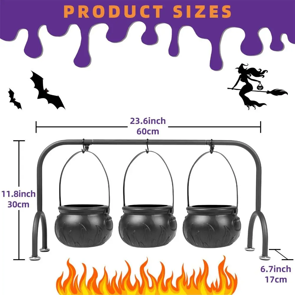 Creative Hanging Halloween Cauldron Food Holder Witches Reusable Cauldron Bowl Black Gift Candy Serving Bowl Party Supplies