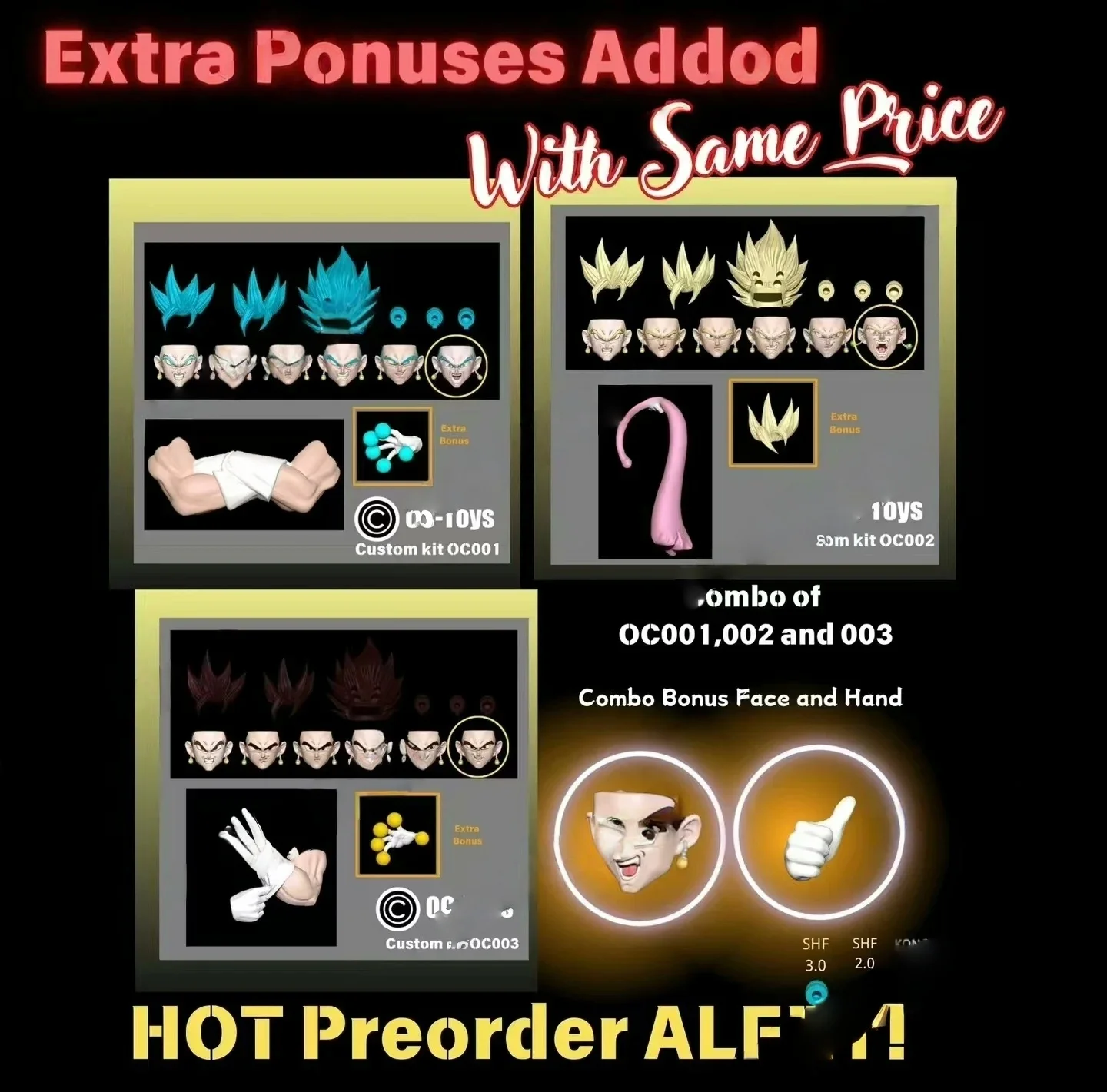 Oc-Toys Vegetto Son Goku Vegeta Potara Heads Accessories Action Figure Dragon Ball Z Shf Super Saiyan Anime Collectible Gift Toy