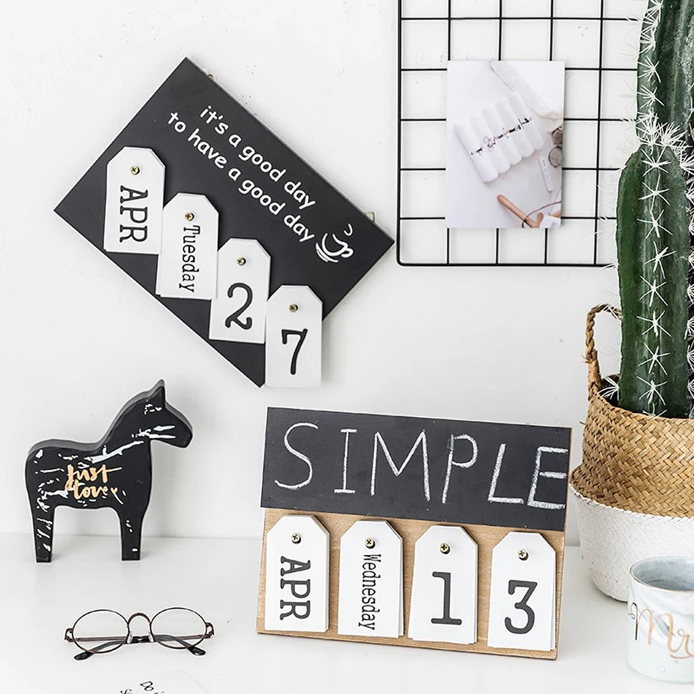 

Calendar Ornament Creative Blackboard Desktop Office Bamboo Wooden Workplace Decor