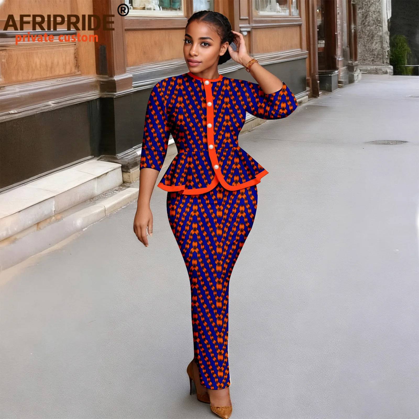 

African Clothes for Women Single Breasted Print Shirts and Midi Skirt 2 Piece Set Party Outfits Ankara Attire 2526080