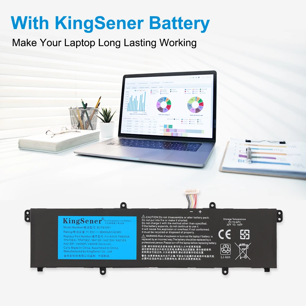 Bateria KingSener B31N1911 do ASUS VivoBook Flip 14 TM420IA TP470EA M413DA M413DA-EK162T M413DA-EK007T X421DA X421E M1502IA — zdjęcie produktu 3