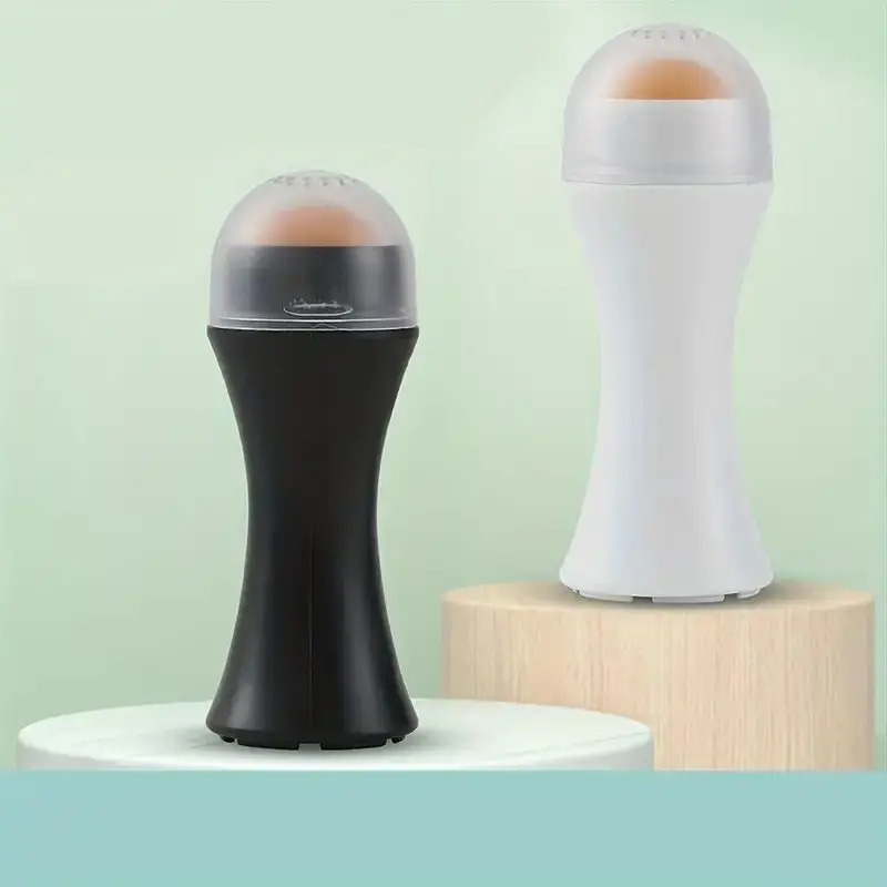 재사용 가능한 오일 흡수 화산 롤러, 즉시 여분의 오일 광택 제거, 부드러운 휴대용 오일 컨트롤 솔루션, 1 개, 2 개