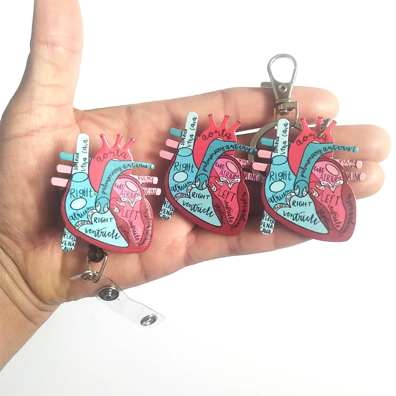 New Anatomical Heart Diagram Retractable Badge Reels1pc retractable pull keychain badge reel id enfermera en apuros