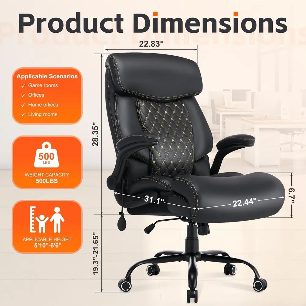 Big and Tall Oice Chair, Heavy Duty Executive Chairs with Adjustable Lumbar Support or Back Pain, Ergonomic Comortable Computer