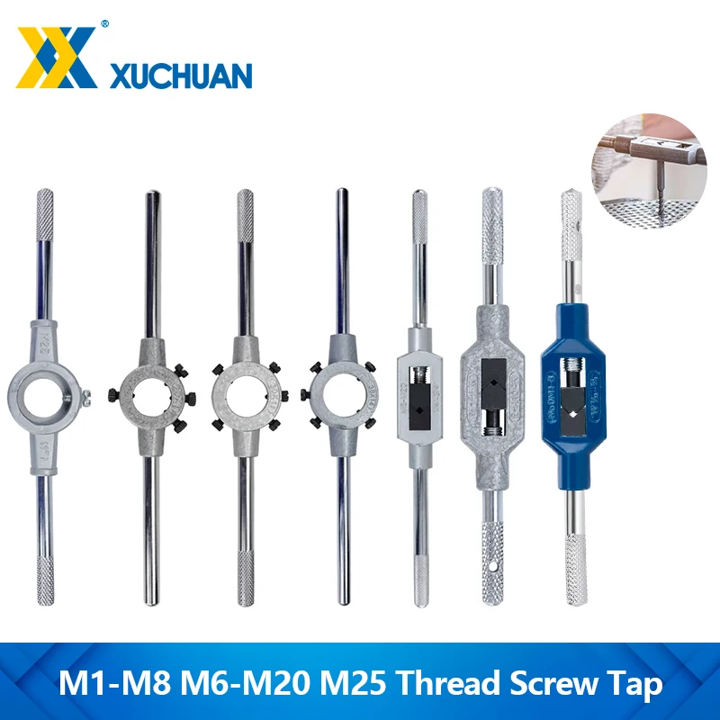 XUCHUAN Thread Screw Tap Drill M1-M8 M6-M20 M25 Adjustable Hand Tap Wrench For Metal Workpiece Threading Tools Tap Wrench