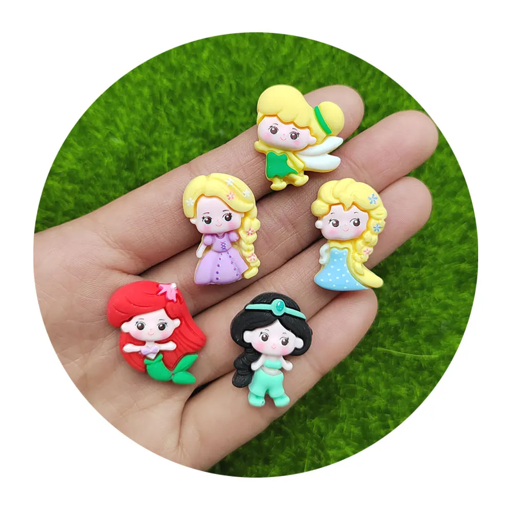 20/50/100pcs New Cute Resin Mini Cartoon Princess Flat Back Girls Scrapbook Kawaii DIY Home Furnishing Embellishments Hairpin