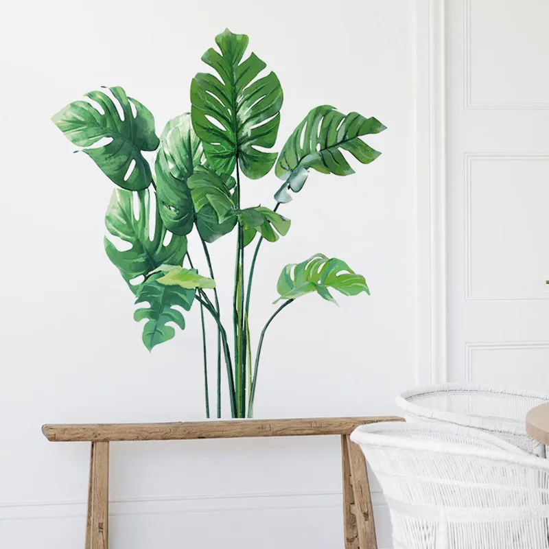 Tropical Green Plants Wall Stickers Living Room Sofa Background Decoration Wallpaper For Home Decor Study Beautify Art Decals