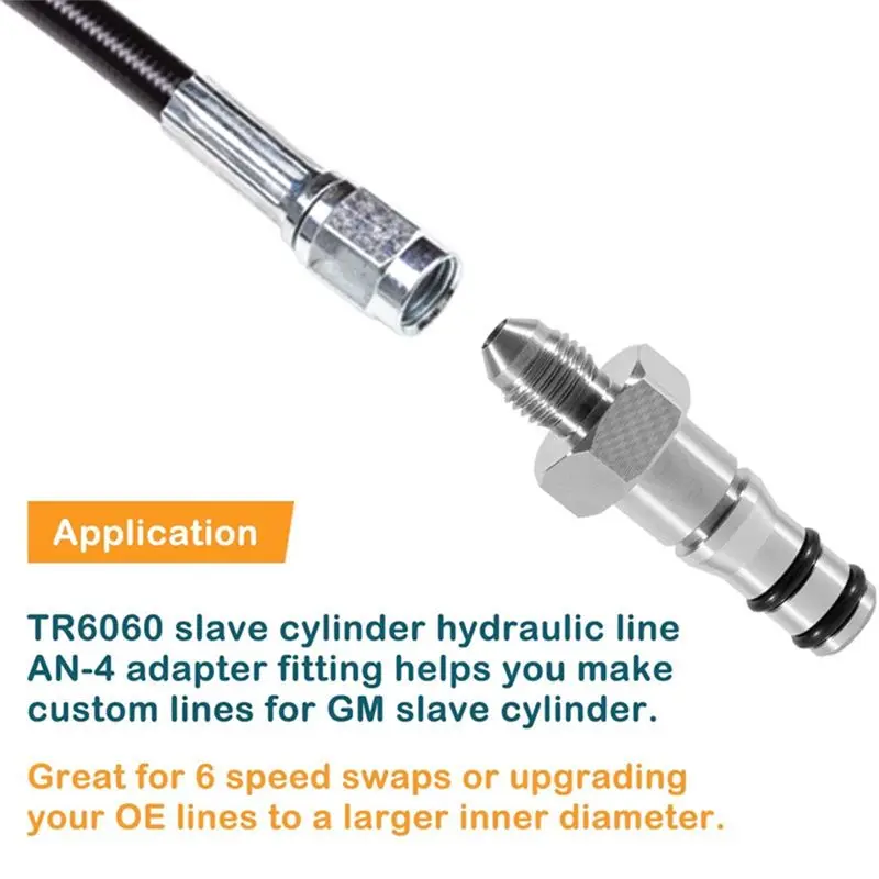 TREMEC SWAP For GM LS LSX TR6060 Hydraulic Line Adapter Fitting Clutch Slave Cylinder An-4 Line 1/4Inch NPT SS