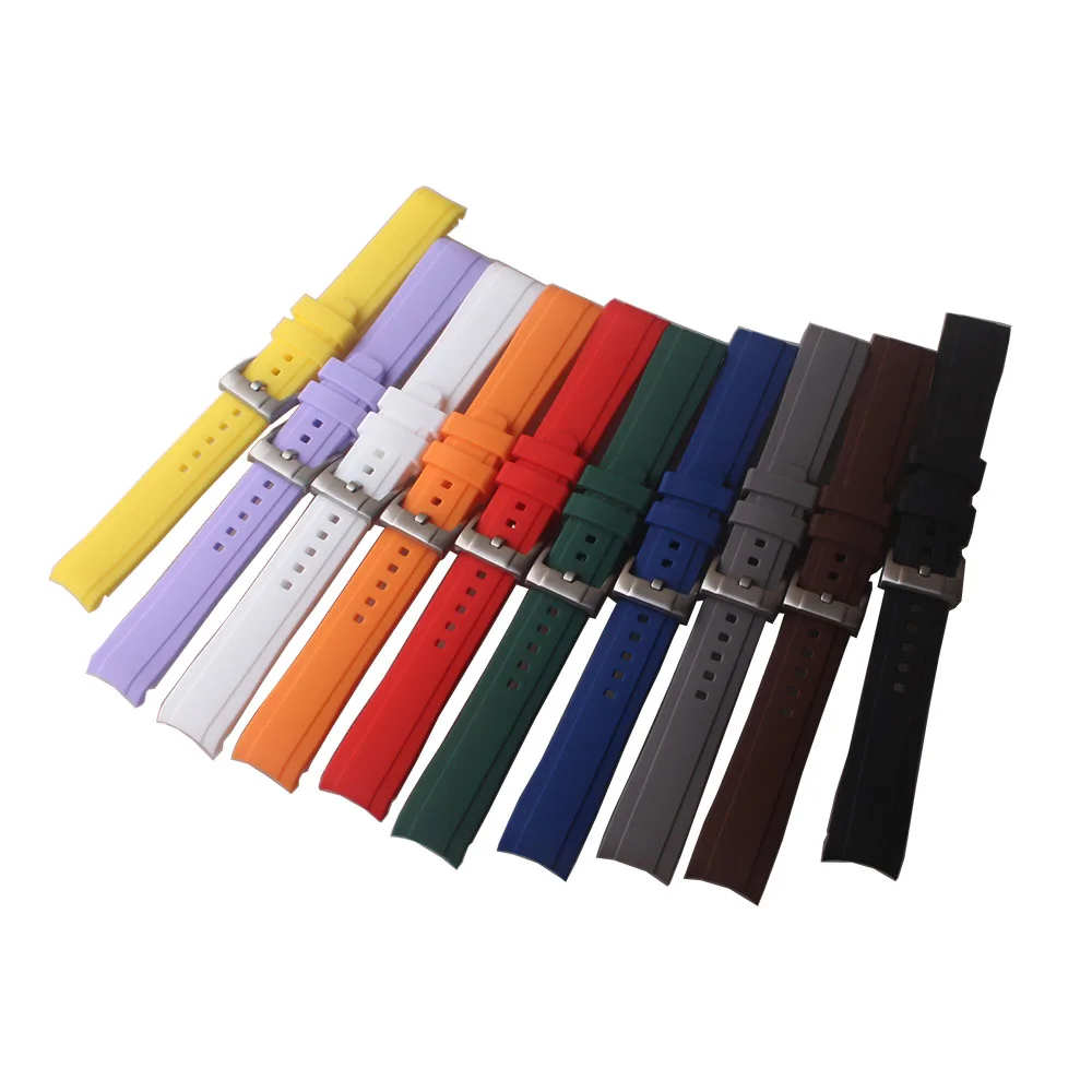 

Rubber Watchband Curved end 20mm 22mm Fit Rolex Tudor Omega Mens Sport Wristwatch Strap bands colorful soft Watches accessories