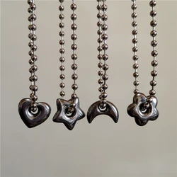 Stainless Steel Y2K Chunky Star Moon Heart Hypoallergenic Alt Goth Punk Edgy Necklace For Women Men Jewelry Grunge Accessories