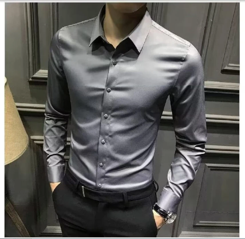 2024 Spring and Autumn retro fashion brand simple fashion shirt men's business casual shirt all suit base shirt