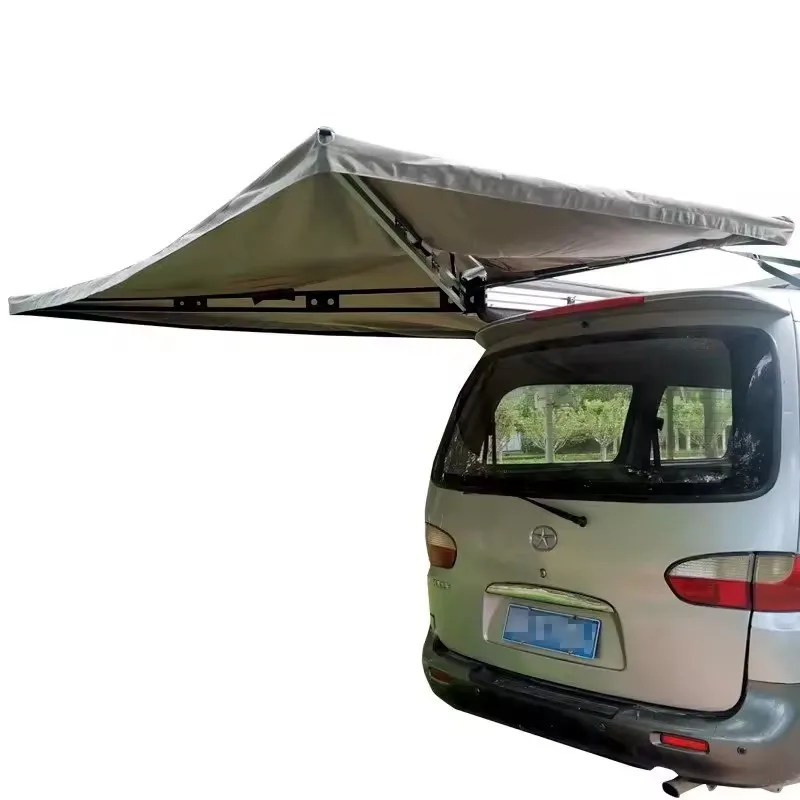 4-Personen-Markise mit seitlicher Falte und Hartschale aus Aluminium auf der Dachseite, seitliche Öffnung, Hybrid-Dachmarkise mit Gestell