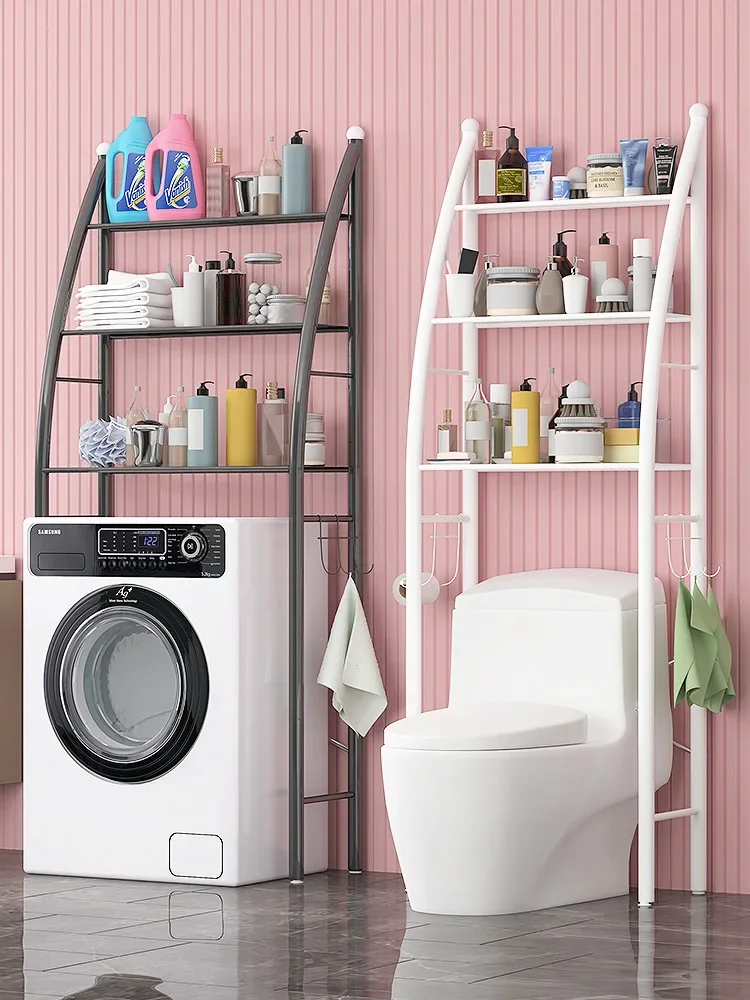 

Stainless Steel Portable Bathroom ShelfWashing Machine Toilet Storage RackFloor-standing Balcony Shelving New Arrivals