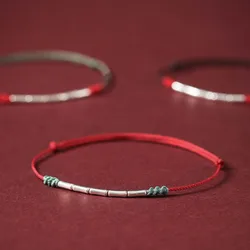 Handmade Silver Color Bracelet Lucky Bamboo Bangle Women Men Lovers' Best Friends Lucky Bracelet Anklet Size Adjust Drop Shippin