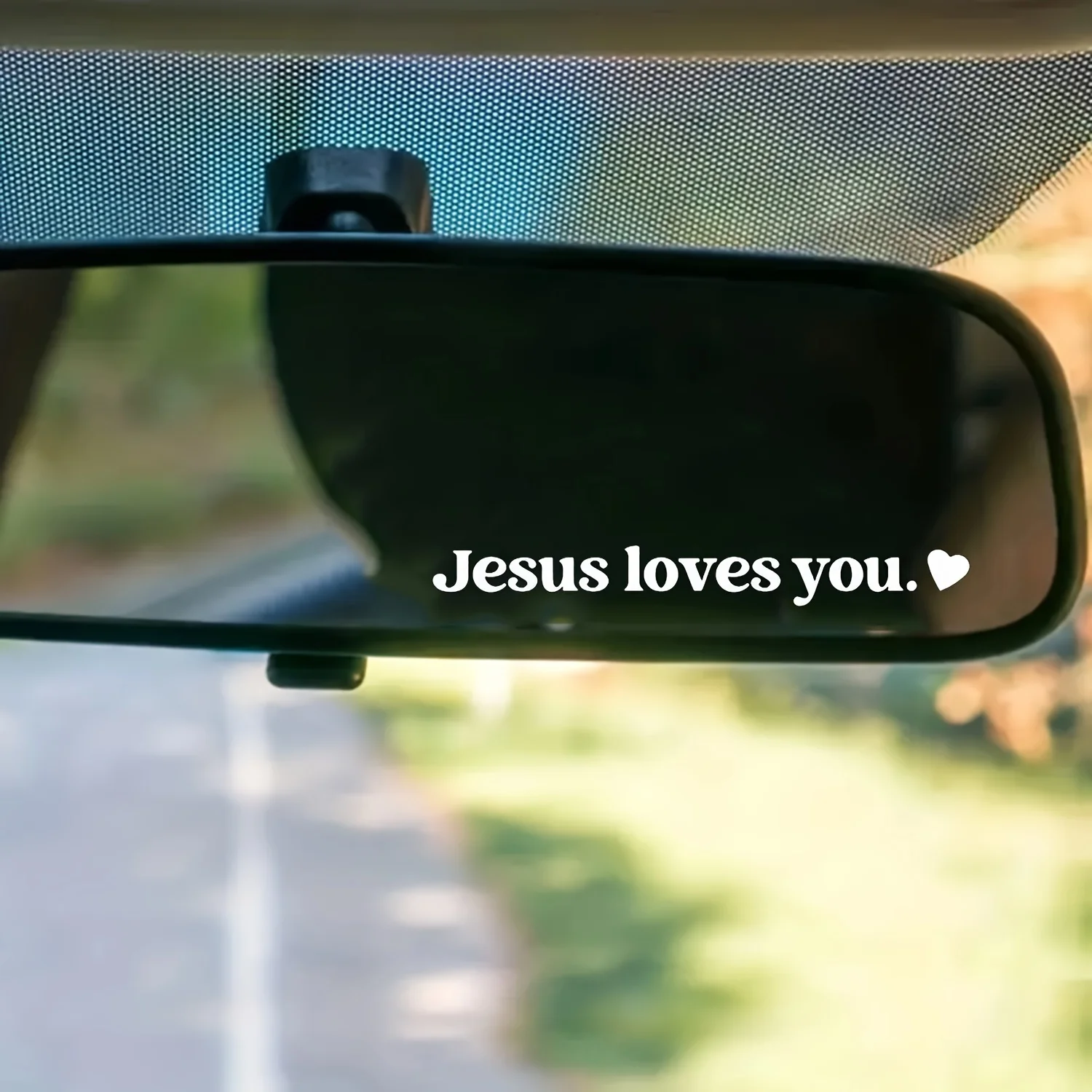 2pcs Jesus Loves You Rearview Mirror Car Stickers Reflecting Mirror Decals Heart-warming Sticker Vinyl Decals Self-adhesive