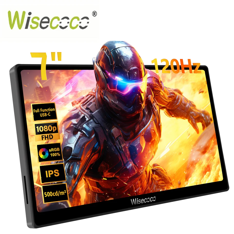 Wisecoco 7インチ 120Hz ポータブルタッチモニター 1080P IPS FHD LCD