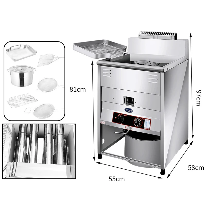 30L/40L LPG gas deep fryer 30 liter commercial 1 tank chicken frying machine with thermostat temperature control