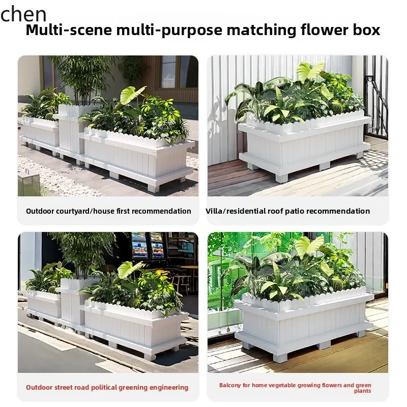 YFY  Resin Flower Box  Durable Plastic Wood Flower Pot  Partition  Courtyard Anti-corrosion Wood