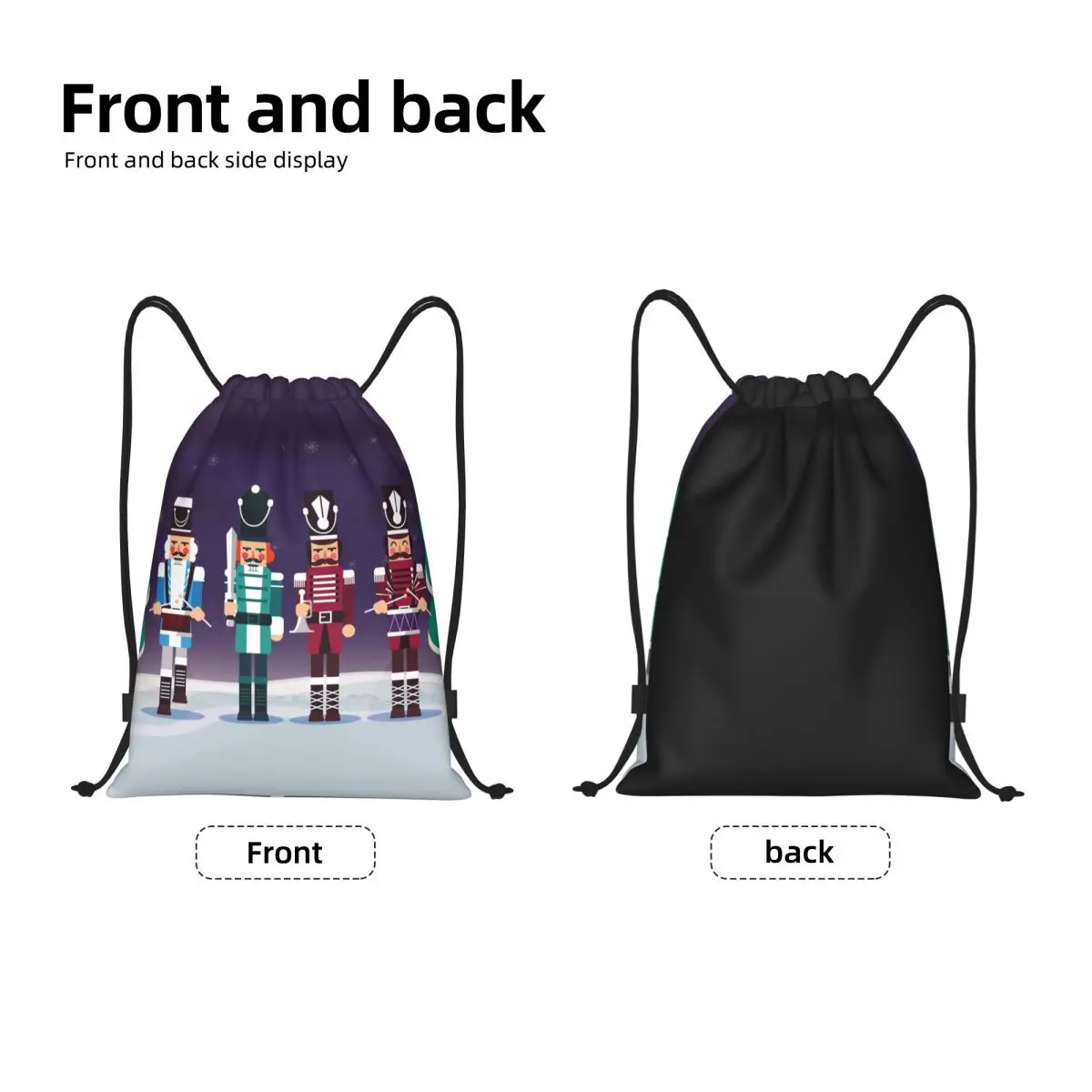 Custom Merry Christmas Nutcrackers Drawstring Backpack Sports Gym Bag for Women Nutcracker Soldier Doll Gift Shopping Sackpack