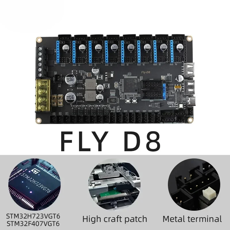 يانع يطير D8 مجلس جديد 8-محور ثلاثية الأبعاد طابعة اللوحة الأم ل VORON 2.4 عالية الأداء ثلاثية الأبعاد لوحة تحكم أجزاء طابعة ثلاثية الأبعاد