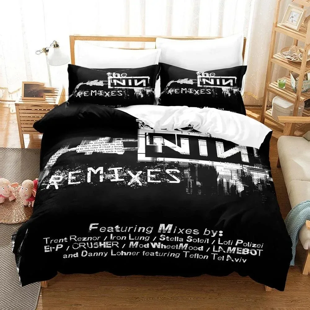 

3D Printed Nine Inch Nails NIN Bedding Set Duvet Cover Bedroom Comforter Single Twin King Size Quilt Cover Home Textile