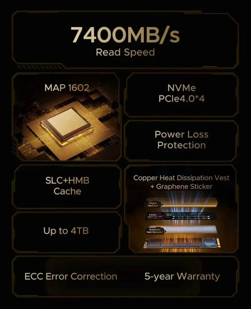 100% 정품 1080PRO PCIe 4.0 NVMe M.2 2280 SSD 500GB-4TB, 빠른 데이터 전송으로 게임 및 생산성 향상, 고성능 SSD 썸네일 6