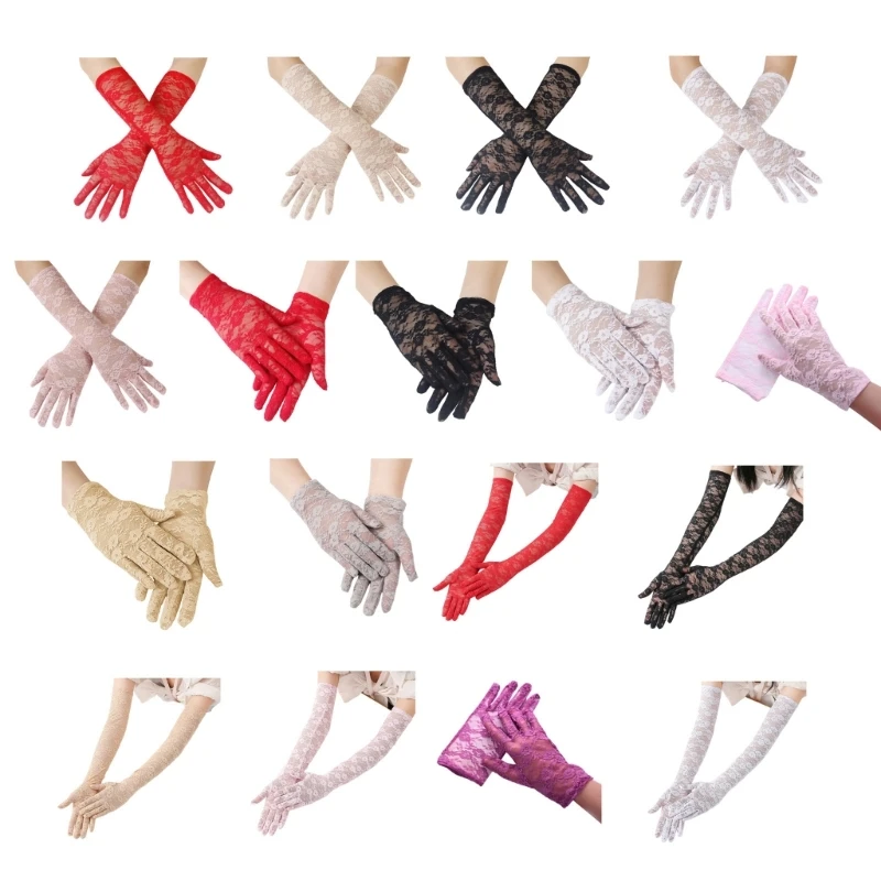 Evening Dinner Lace Gloves Proms Gloves Long Gloves for Women Lady Theme Proms