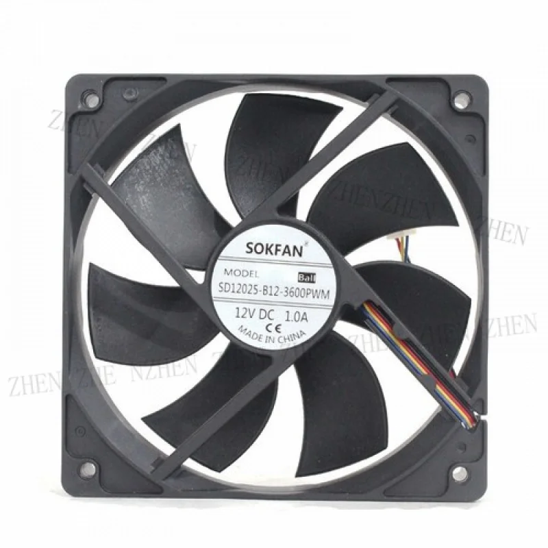 Y FOR  SOKFAN SD12025-B12-3600 12V 1.0A 1225 12cm 4-wire high airflow DC cooling fan