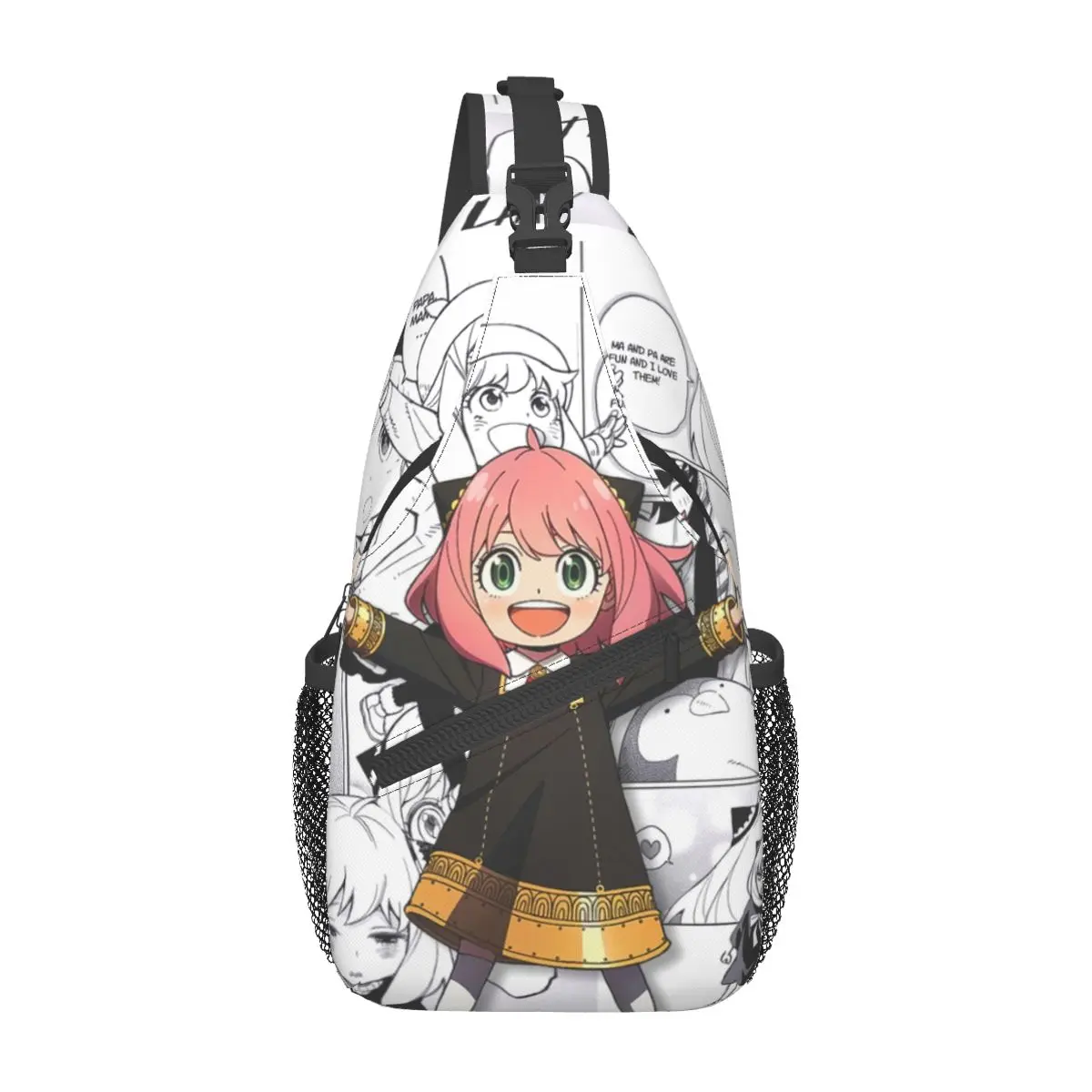 Spy X Family Crossbody Sling Bags Small Chest Bag Anime Anya Forger Shoulder Backpack Daypack for Hiking Travel Biking Satchel