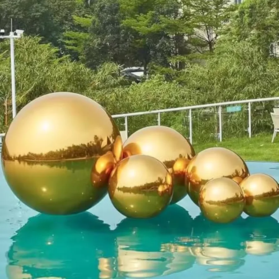 

Inflatable golden mirror ball for weddings, disco stages, singing, music festivals, party decoration; PVC double-layer material
