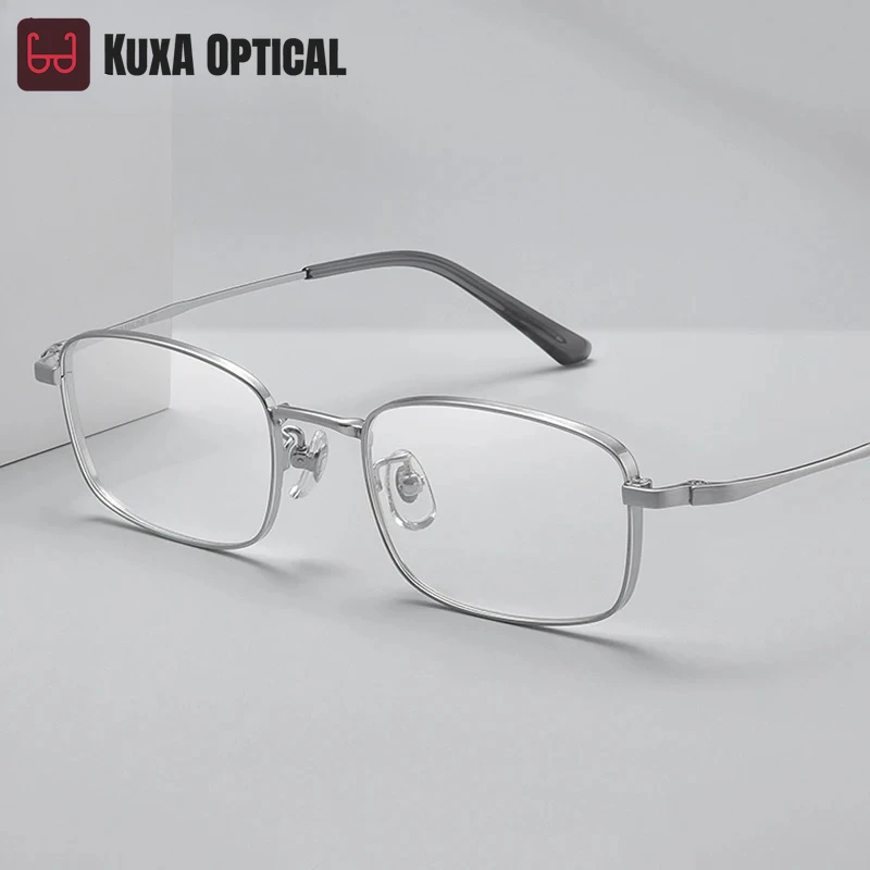 

KUXA New Women Men Titanium Glasses Frame Myopia Anti-Reflection Medical Prescription Optics Lenses Wide Edge Design Eyglasses