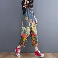 Streetwear Y2K Patchwork Printing Denim Jumpsuit Women Loose Wide Leg Dungarees Baggy Pants Rompers Spring Summer Jeans Overalls - Image 5