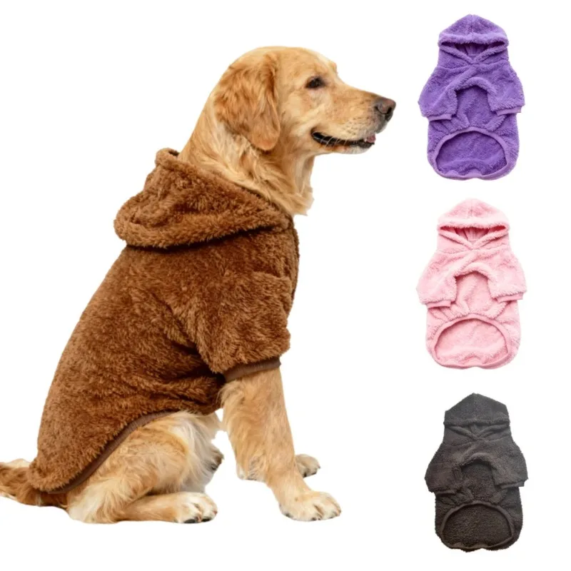 

Одежда для лабрадоров и золотистых ретриверов, зимняя одежда для собак, теплая флисовая толстовка с капюшоном, мягкая плюшевая верхняя одежда для средних и крупных собак