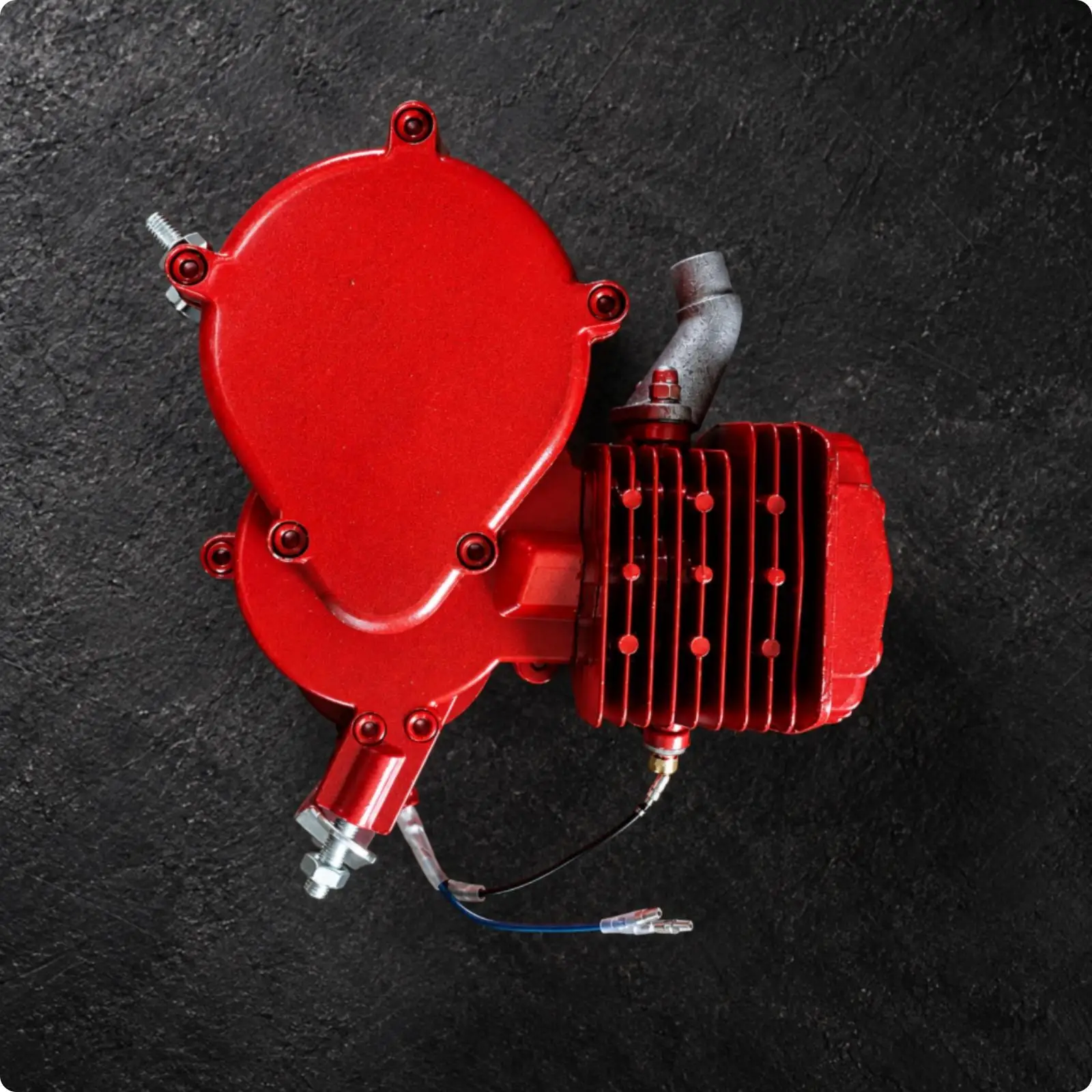 Motorized Bicycle Engine Assembly 80cc Cycle Motor with Exhaust Pipe Fits Triangular Frame Bikes