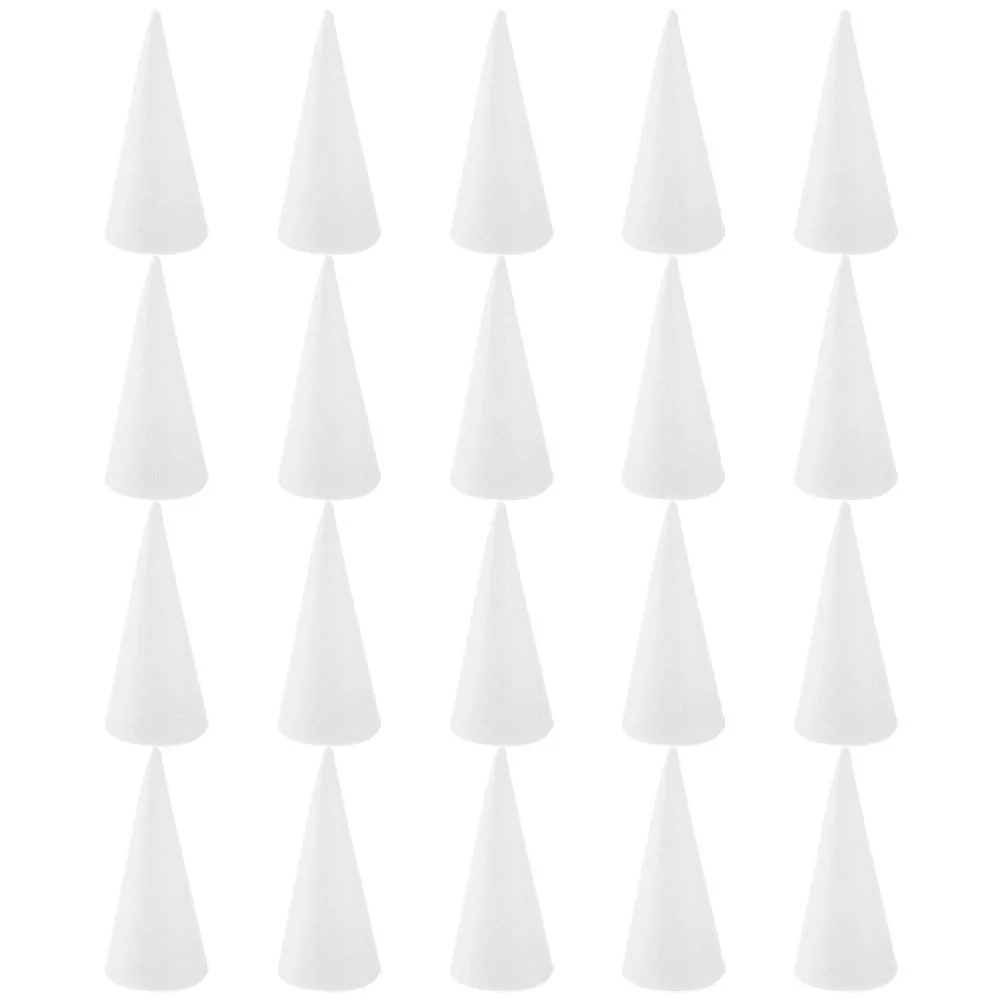 

20Pcs White Foam Cones Polystyrene Craft Shapes for DIY Holiday Decor Centerpiece Floral Arrangements Kids Creative Activities
