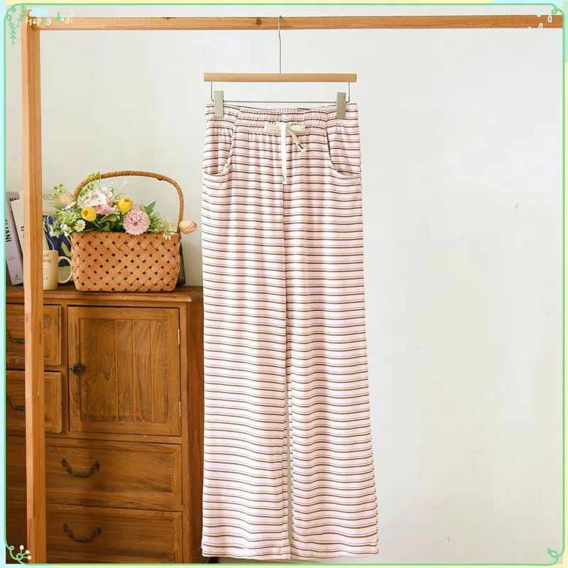

Свободные теплые осенне-зимние пижамные штаны, повседневные полосатые домашние штаны для женщин, ночная рубашка, пижамы, женские брюки, домашняя одежда для женщин