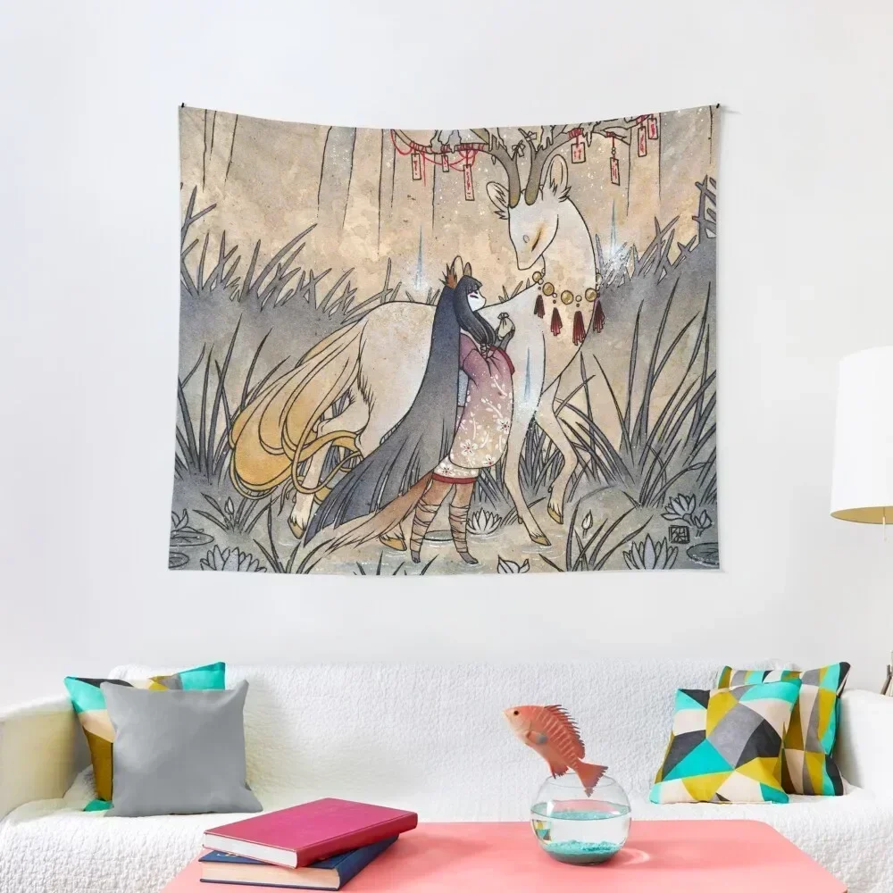 

The Wish - TeaKitsune Fox Yokai Tapestry Wall Decor Room Decor For Girls Cute Room Things Tapestry