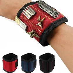 Bolsa de herramientas magnética portátil, pulsera, herramienta de muñeca para electricista de carpintería, cinturón con herramienta de recogida telescópica para tornillo, perno de tuerca de clavo