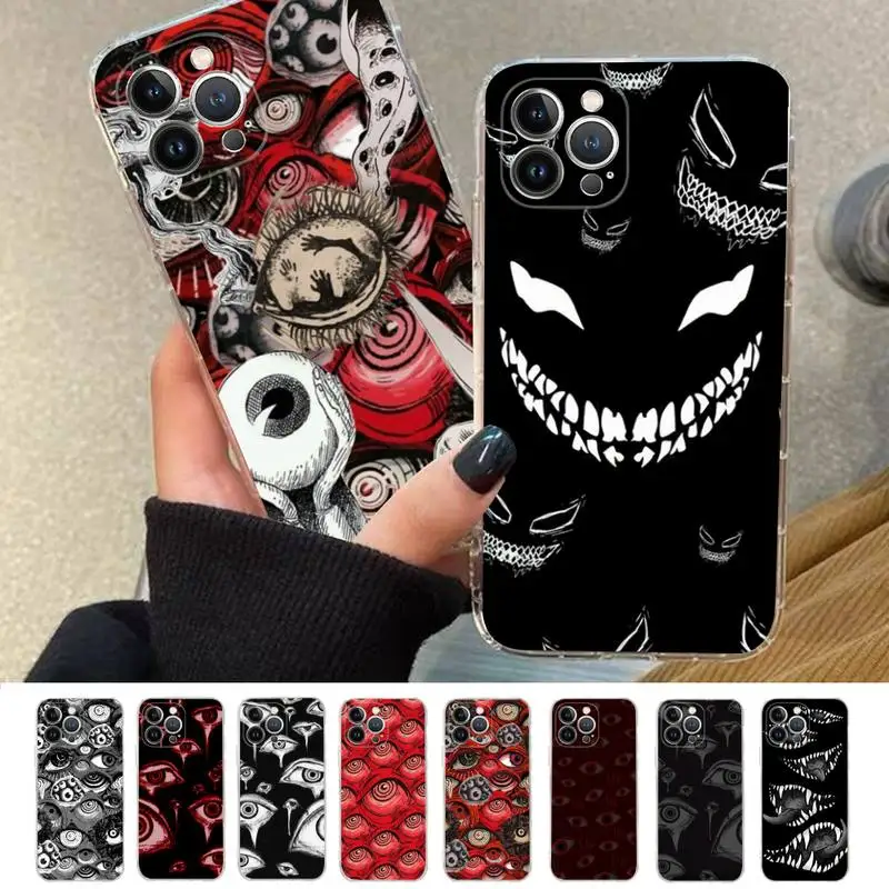 Scary Face Eyes Phone Case For iPhone XR X XS Max 14 13 Pro Max 11 12 Mini 6 7 8 plus SE 2020 Printing Cover