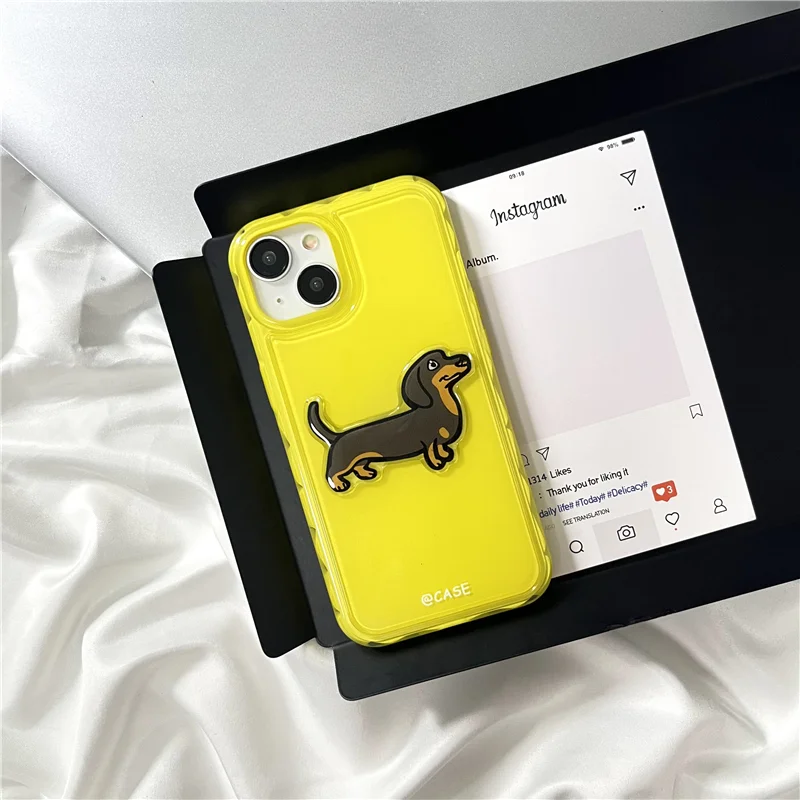 Candy Colored Jelly Shell Sausage Dog Phone Case for IPhone 12 Case for IPhone 13 14 15 Pro Max Liquid Silicone Cover  Fundas