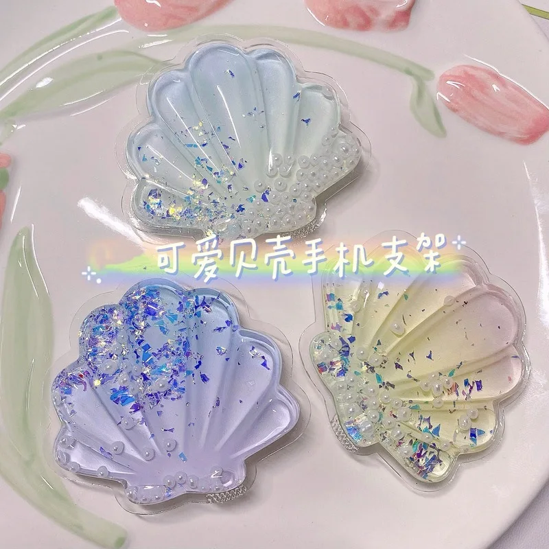 

Cute Quicksand Shell Bracket Phone Grip Tok Griptok Ring Holder Universal Accessories Phone Stand Holder