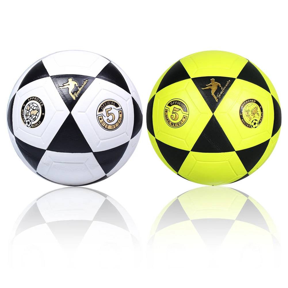 Size 5 Soccer Ball Youth Soccer Ball Machine Stitched School Competition Football Black Triangle Print for Outdoor Sports